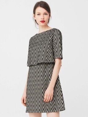 NWT Mango Black & Metallic Gold Mini Dress